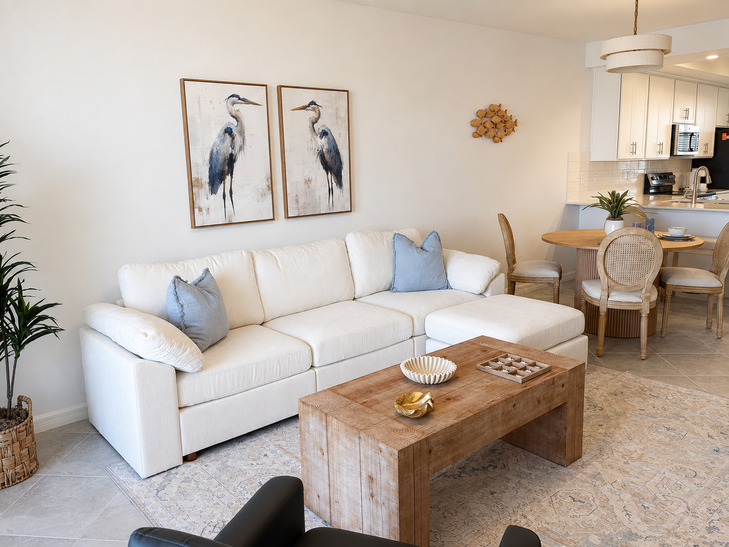 Bright living room at the Ave Maria Residence